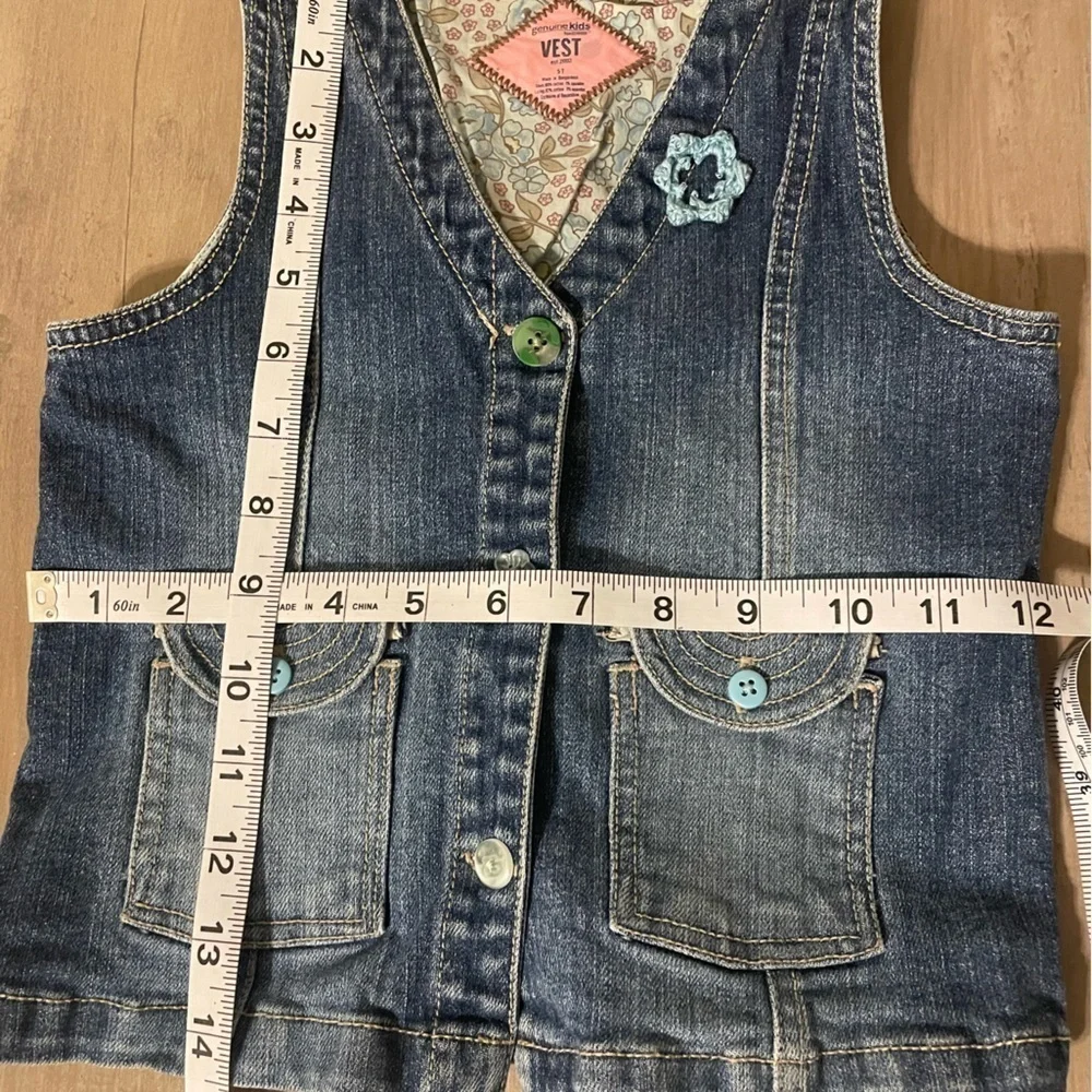 Genuine kids jean embroidered vest vintage denim vest
